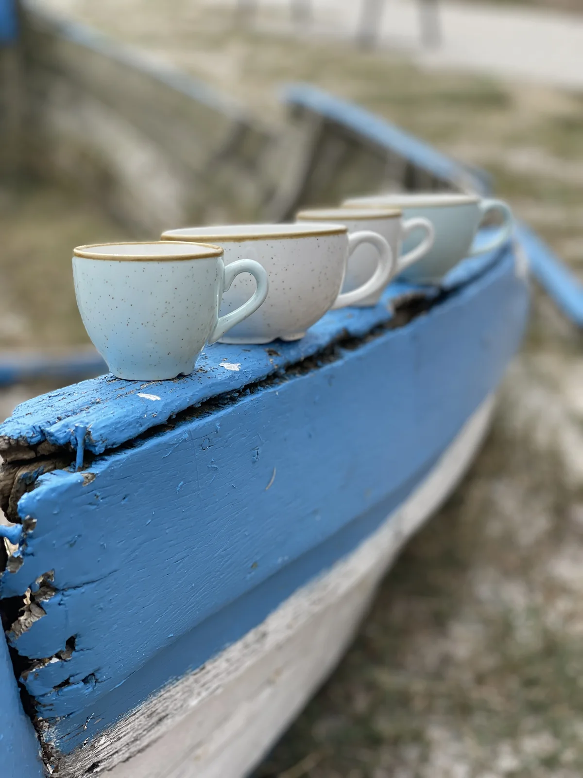 Cups on a blue boat